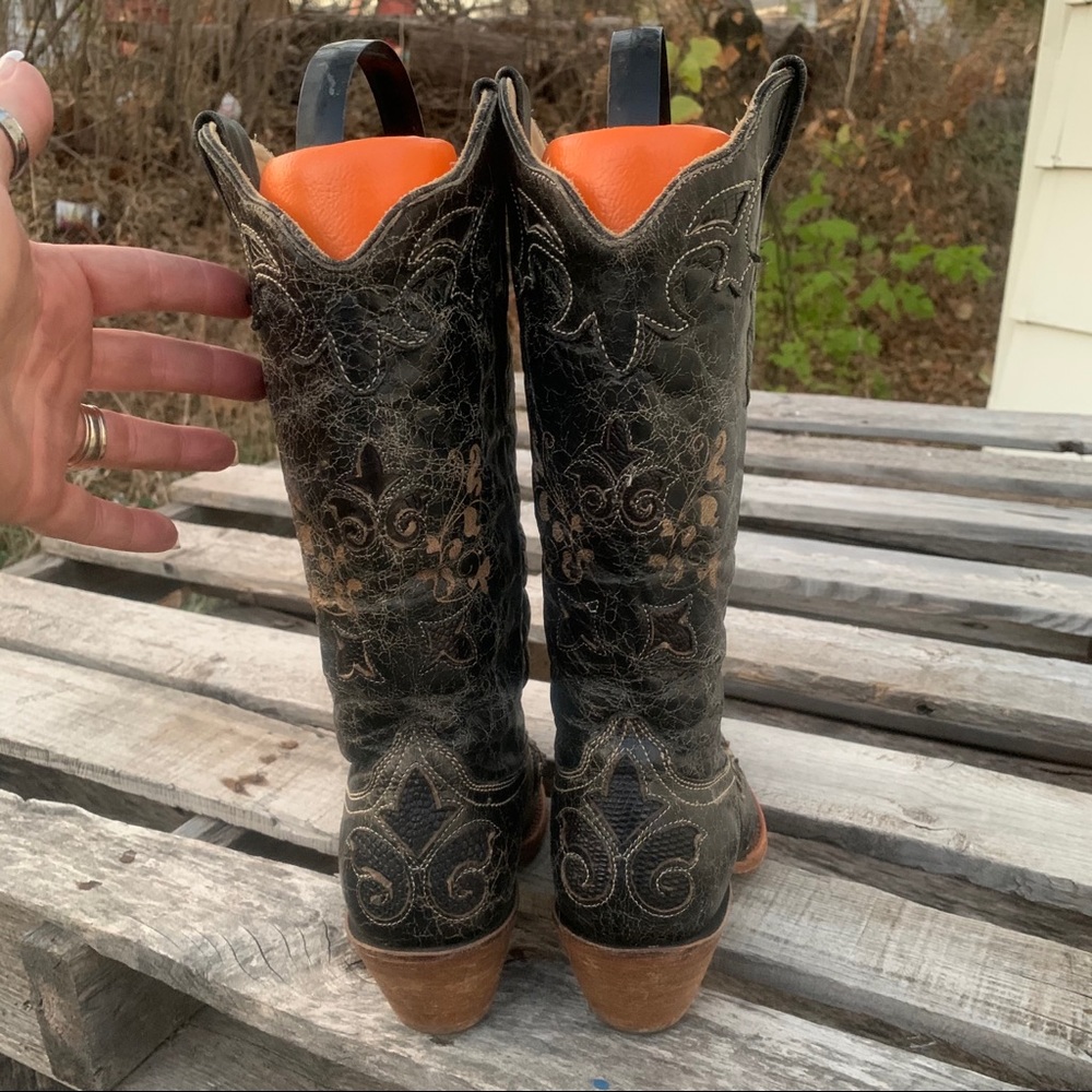Corral C2108 Black Vintage Lizard Overlay Boots - Picture 7 of 10